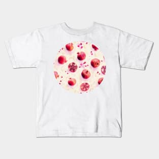 Painted Pomegranates with Gold Leaf Pattern Kids T-Shirt